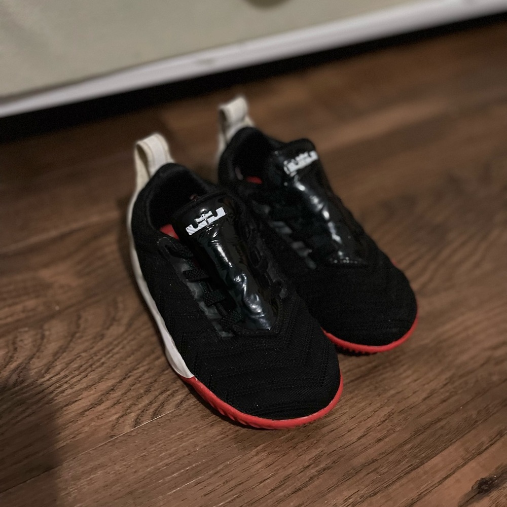 Black red white Lebron James sneakers